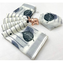 Chandhiri Cotton-off-white with grey-001
