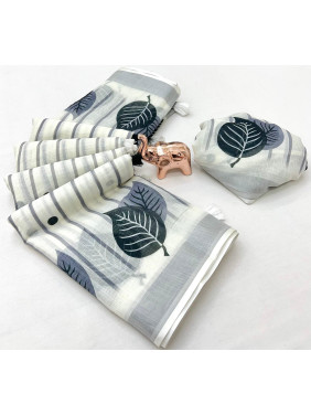 Chandhiri Cotton-off-white with grey-001