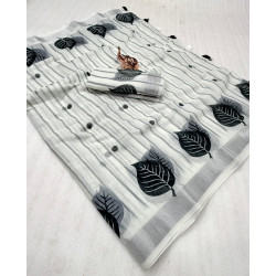 Chandhiri Cotton-white with soft grey-002