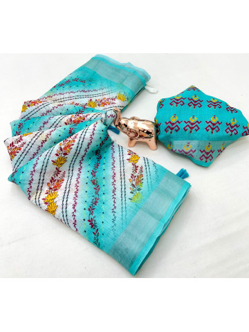 Chandhiri Cotton-Aqua blue-003