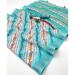Chandhiri Cotton-Turquoise Floral-006