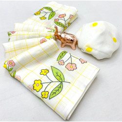 Chandhiri Cotton-White & Yellow Floral-007