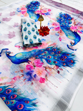 Chandhiri Cotton-white cotton peacock motifs-011