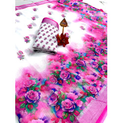 Chandhiri Cotton-White & Pink Cotton-012